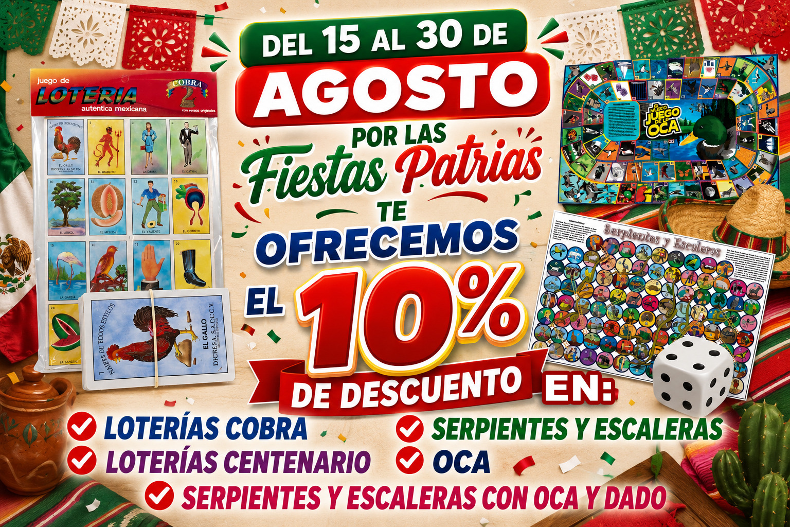 Promoción de agosto en juegos tradicionales DICRESA